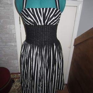 Modcloth black white stripe dress S retro